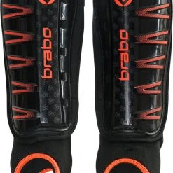 Beste Verkoop ⌛ Brabo Shinguard F4 W/anklesock Black/Orange Scheenbeschermer Unisex - Black/Orange ✔️