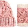 Flash-uitverkoop ???? Merkloos Set Gebreide Muts Sjaal Kind Meisje 1 Jaar Dreumes | Roze Colsjaal En Muts Met Fleece Voering - Kindermuts - Kindersjaal ????