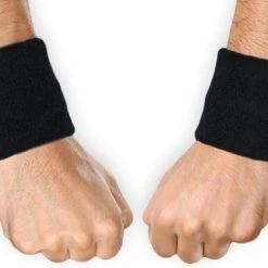 Goedkoop ???? Ecorare Zweetbandjes - Pols – Set Van 2 - Unisex - Sportarmband - 8 X 7 Cm - Zwart - 2 Stuks ⌛