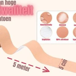 Korting ✔️ Merkloos Fairy Sister Boob Tape - Boobtape - Fashion Tape - BH Tape - Plak BH - 5 Meter - Beige ⌛ -Rogelli Shop 550x389 2