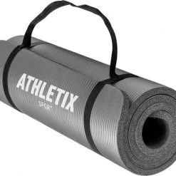 Beste deal ???? Athletix®‎ Premium NBR Fitnessmat - 183 X 61 X 1.5 Cm - Met Draagriem En Draagtas - Grijs ????
