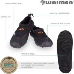 Top 10 ???? Waimea Aquaschoenen - Wave Rider - Zwart - 30 ???? -Rogelli Shop 550x495 7