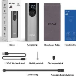 Goedkoop ???? Cycplus A8 (Zilver) - Elektrische Fietspomp - Bandenpomp - Accupomp - Draagbare Fietspomp - Fietspomp Met Drukmeter - Autopomp Met Drukmeter ???? -Rogelli Shop 550x519