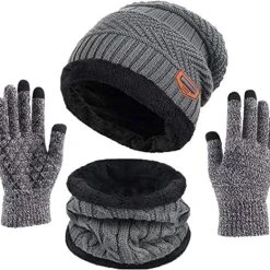 Hete verkoop ???? Calofe 3 In 1 Winter Balaclava Muts + Sjaal + Handschoenen | Grijs - One Size ????
