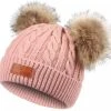 Promo ???? Merkloos Wintermuts Kind - Beanie Kind - Muts Kind - Winter Accessoires - 2 Tot 4 Jaar- Muts Kind Roze- Muts Met Twee Pom Pom - Hii You ❤️