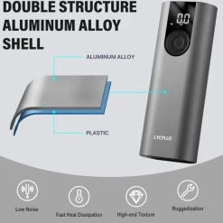 Goedkoop ???? Cycplus A8 (Zilver) - Elektrische Fietspomp - Bandenpomp - Accupomp - Draagbare Fietspomp - Fietspomp Met Drukmeter - Autopomp Met Drukmeter ???? -Rogelli Shop 550x528