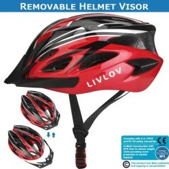 Beste deal ❤️ LIVLOV FietsheFietshelm -Skateboarding-Roller Skating-Elektrische Stepshelm - Heren/Dames – Maat L（57-62CM）- Zwart/Rood ⌛