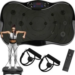 Beste Verkoop ❤️ Zoluko Fitness Trilplaat Met Bluetooth Functie - Incl. Weerstandsbanden En Afstandsbediening - LED Display - USB Port - Antislip Rubber - 5 Trainingsprogramma's - 99 Snelheid Niveaus - Powerplate - Trilplaat Fitness - Zwart ????