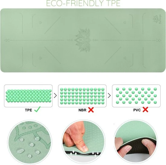 Hete verkoop ???? YoZenga Premium Yoga Mat | Sportmat | Fitnessmat | Extra Breed | Extra Dik | TPE | Lotus Mint/black | Inclusief Gratis Draagriem | Cadeautip! ⌛ 6 Hete verkoop ???? YoZenga Premium Yoga Mat | Sportmat | Fitnessmat | Extra Breed | Extra Dik | TPE | Lotus Mint/black | Inclusief Gratis Draagriem | Cadeautip! ⌛ - Afbeelding 6