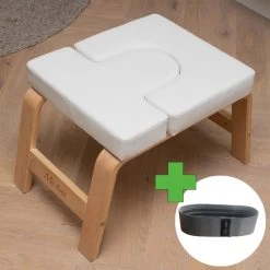 Coupon ???? Me Time Yogastoel - Incl. Gratis Weerstandsband En Workout Poster - Wit - Meditatie Bankje - Hoofdstand Bankje - Yoga Kruk - Inversie Stoel - Yoga Trainer - Yoga Stoel - Handstand Trainer - Meditatiestoel - Omgekeerde Stoel - Yogabank - Feet Up ✨