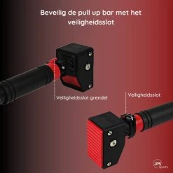 Nieuw ???? JPS Sports® Pull Up Bar - Optrekstang Deur - Zonder Montage - Verstelbaar Van 72 Cm Tot 96 Cm - Zwart/Rood ???? -Rogelli Shop 550x550 13