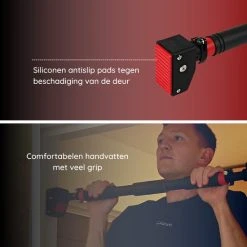 Nieuw ???? JPS Sports® Pull Up Bar - Optrekstang Deur - Zonder Montage - Verstelbaar Van 72 Cm Tot 96 Cm - Zwart/Rood ???? -Rogelli Shop 550x550 14