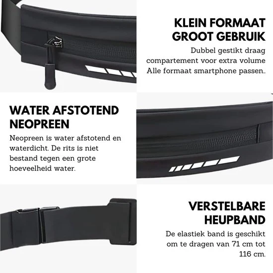 Coupon ???? U-Fit One U Fit One Running Belt - Hardloopriem - Verstelbaar - Waterafstotend - Smartphone Houder - Reflectie Strip - 70 Tot 116 Cm - Zwart ???? 3 Coupon ???? U-Fit One U Fit One Running Belt - Hardloopriem - Verstelbaar - Waterafstotend - Smartphone Houder - Reflectie Strip - 70 Tot 116 Cm - Zwart ???? - Afbeelding 3