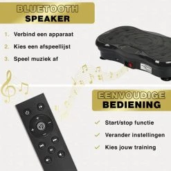 Beste Verkoop ❤️ Zoluko Fitness Trilplaat Met Bluetooth Functie - Incl. Weerstandsbanden En Afstandsbediening - LED Display - USB Port - Antislip Rubber - 5 Trainingsprogramma's - 99 Snelheid Niveaus - Powerplate - Trilplaat Fitness - Zwart ???? -Rogelli Shop 550x550 30