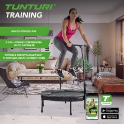 Flash-uitverkoop ???? Tunturi Hexagon Fitness Trampoline - Mini Trampoline Met In Hoogte Verstelbare Handgreep - Incl. Beschermhoes - Incl. Gratis Fitness App ???? -Rogelli Shop 550x550 311