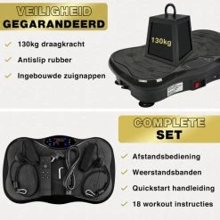 Beste Verkoop ❤️ Zoluko Fitness Trilplaat Met Bluetooth Functie - Incl. Weerstandsbanden En Afstandsbediening - LED Display - USB Port - Antislip Rubber - 5 Trainingsprogramma's - 99 Snelheid Niveaus - Powerplate - Trilplaat Fitness - Zwart ???? -Rogelli Shop 550x550 33
