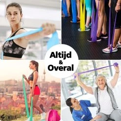 Goedkoop ???? SWILIX ® 5 Delige Resistance Band Set - 2m Lange Weerstandsbanden - Yogaband - Pilatesband - Fitness Elastiek ???? -Rogelli Shop 550x550 413