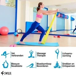 Goedkoop ???? SWILIX ® 5 Delige Resistance Band Set - 2m Lange Weerstandsbanden - Yogaband - Pilatesband - Fitness Elastiek ???? -Rogelli Shop 550x550 414