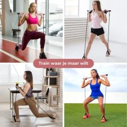 Aanbiedingen ???? Athlentic Pilates Bar - Pilates Stick - Fitness Bar - Pilates Stok - Fitness Stick - Fitness Materiaal Voor Thuis - Weerstandsbanden - Resistance Band Set - Sport Elastiek Banden - Fitness Elastiek - Fitness - Booty Band + Inclusief Trainingsschema Roze ???? -Rogelli Shop 550x550 533