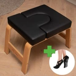 Beste Pirce ???? Me Time Yogastoel - Incl. Gratis Yogasokken En Workout Poster - Zwart - Meditatie Bankje - Hoofdstand Bankje - Yoga Kruk - Inversie Stoel - Yoga Trainer - Yoga Stoel - Handstand Trainer - Meditatiestoel - Omgekeerde Stoel - Yogabank - Feet Up ⌛