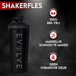 Hete verkoop ???? Fit Evolve® Dubbelwandig Shakebeker - Geïsoleerd Proteïne Shaker - Thermosfles - Waterfles Met Fruit Filter - Drinkfles - 720ml Zwart ???? -Rogelli Shop 550x550 583