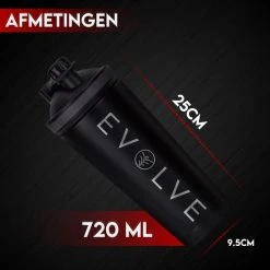 Hete verkoop ???? Fit Evolve® Dubbelwandig Shakebeker - Geïsoleerd Proteïne Shaker - Thermosfles - Waterfles Met Fruit Filter - Drinkfles - 720ml Zwart ???? -Rogelli Shop 550x550 584