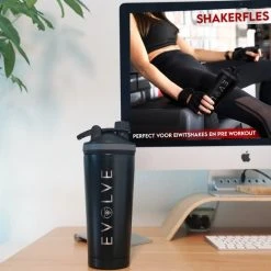 Hete verkoop ???? Fit Evolve® Dubbelwandig Shakebeker - Geïsoleerd Proteïne Shaker - Thermosfles - Waterfles Met Fruit Filter - Drinkfles - 720ml Zwart ???? -Rogelli Shop 550x550 587