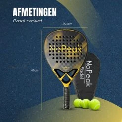Uitgang ???? NoPeak Padel Racket Goud 12K – Padel - 12K Carbon - Inclusief Padel Tas – Premium Padelracket ✔️ -Rogelli Shop 550x550 618
