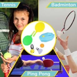 Beste deal ???? HobbyMania Tennistrainer Set Inclusief Tennisracket Tennisbal Badminton Shuttle En Opbergtas – Tuin Speelgoed Voor Kinderen – Buitenspel ???? -Rogelli Shop 550x550 84