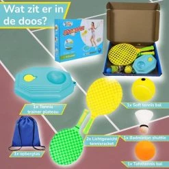Beste deal ???? HobbyMania Tennistrainer Set Inclusief Tennisracket Tennisbal Badminton Shuttle En Opbergtas – Tuin Speelgoed Voor Kinderen – Buitenspel ???? -Rogelli Shop 550x550 86