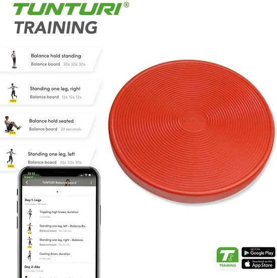 Beste Verkoop ???? Tunturi Balance Board - Balansbord - Balanstrainer PE - Rood - 40cm - Incl. Gratis Fitness App ???? 2 Beste Verkoop ???? Tunturi Balance Board - Balansbord - Balanstrainer PE - Rood - 40cm - Incl. Gratis Fitness App ???? - Afbeelding 2
