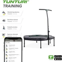 Flash-uitverkoop ???? Tunturi Hexagon Fitness Trampoline - Mini Trampoline Met In Hoogte Verstelbare Handgreep - Incl. Beschermhoes - Incl. Gratis Fitness App ???? -Rogelli Shop 550x553 8