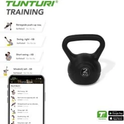 Goedkoopste ❤️ Tunturi PVC Kettle Bell - Kettlebell - 2 Kg - Incl. Gratis Fitness App ???? -Rogelli Shop 550x555 14