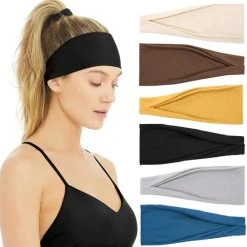 Flash-uitverkoop ???? LIXIN Set 6 Stuks Vouwen Haarbanden - Kleur 2 - Dames Haarbanden - Hoofdband Dames - Volwassenen - Elastisch Antislip - Yoga - Hardlopen - Haaraccessoires ????