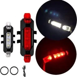 Goedkoopste ???? WSI LED FIETSVERLICHTING - USB OPLAADBAAR - ROOD & WIT LICHT - SET 2 ????