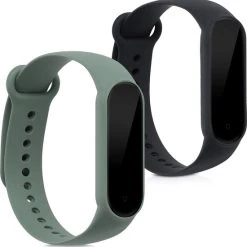 Goedkoop ???? Kwmobile 2x Armband Voor Xiaomi Mi Smart Band 6 / Mi Band 6 / Band 5 - Bandjes Voor Fitnesstracker In Zwart / Pastelgroen ????