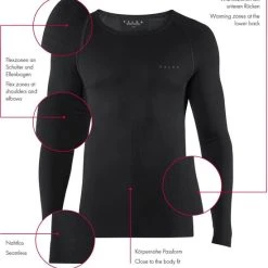 Beste deal ???? FALKE Warm Tight Fit Slim Fit Base Layer Top Met Lange Mouwen Sneldrogende Thermo Ademend Thermo-Ondergoed Zwart Heren Underwear - Longsleeve - Maat L ???? -Rogelli Shop 550x568 1