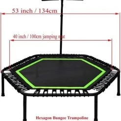 Flash-uitverkoop ???? Tunturi Hexagon Fitness Trampoline - Mini Trampoline Met In Hoogte Verstelbare Handgreep - Incl. Beschermhoes - Incl. Gratis Fitness App ???? -Rogelli Shop 550x570 7