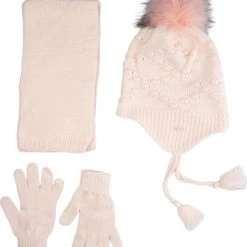 Top 10 ???? Kitti 3-Delig Winter Set | Muts (Beanie) Met Fleecevoering - Sjaal - Handschoenen | 4-8 Jaar Meisjes | Diamant-01 (K2170-01) ✨