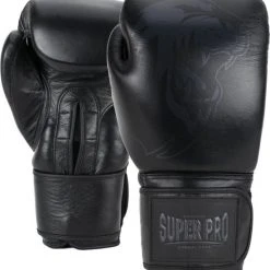 Goedkoopste ???? Super Pro Combat Gear Legend Lederen (kick)bokshandschoenen Zwart 16oz ????