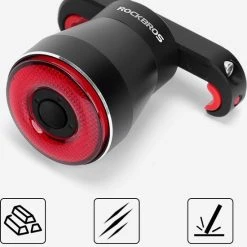 Beste deal ???? Rockbros Slim Fiets Achterlicht, Automatische Rem Sensor, IPx6 Waterdicht LED, Via USB Opladen, Met Zadelbevestiging, Slimme Fietsverlichting ????