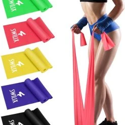 Goedkoop ???? SWILIX ® 5 Delige Resistance Band Set - 2m Lange Weerstandsbanden - Yogaband - Pilatesband - Fitness Elastiek ???? -Rogelli Shop 550x684 3