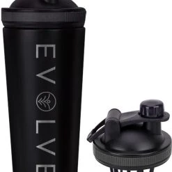 Hete verkoop ???? Fit Evolve® Dubbelwandig Shakebeker - Geïsoleerd Proteïne Shaker - Thermosfles - Waterfles Met Fruit Filter - Drinkfles - 720ml Zwart ????