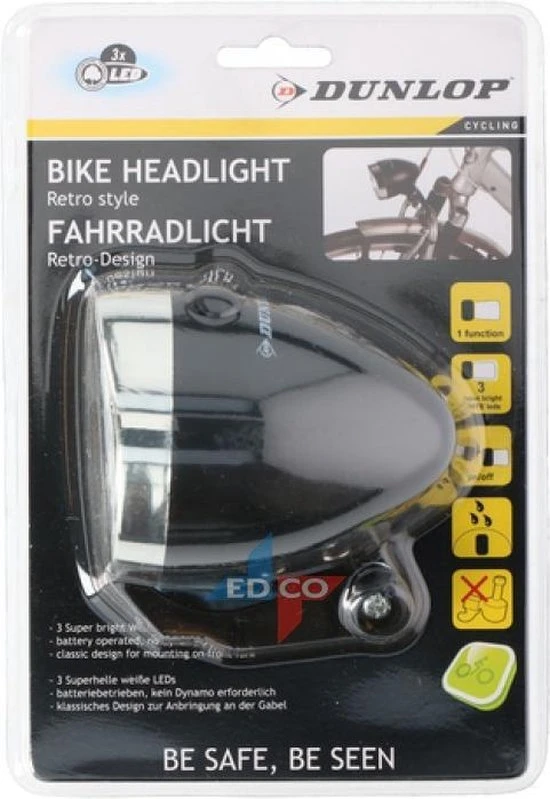 Groothandel ???? Dunlop Fietverlichting Voorlamp | 9 X 7 X 7 Cm | Zwart ✨ 4 Groothandel ???? Dunlop Fietverlichting Voorlamp | 9 X 7 X 7 Cm | Zwart ✨ - Afbeelding 4